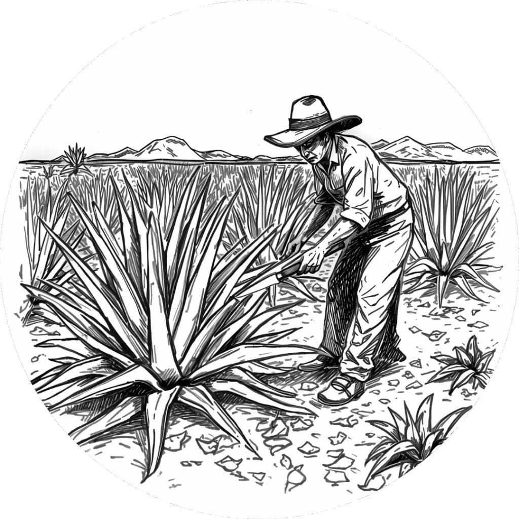 campesino cultivando agave